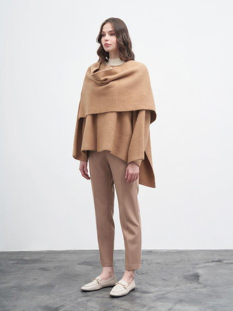 Knitted Asymmetric Cardigan in Camel New