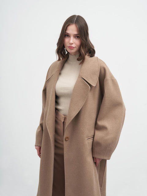 Pleated Coat in Brown