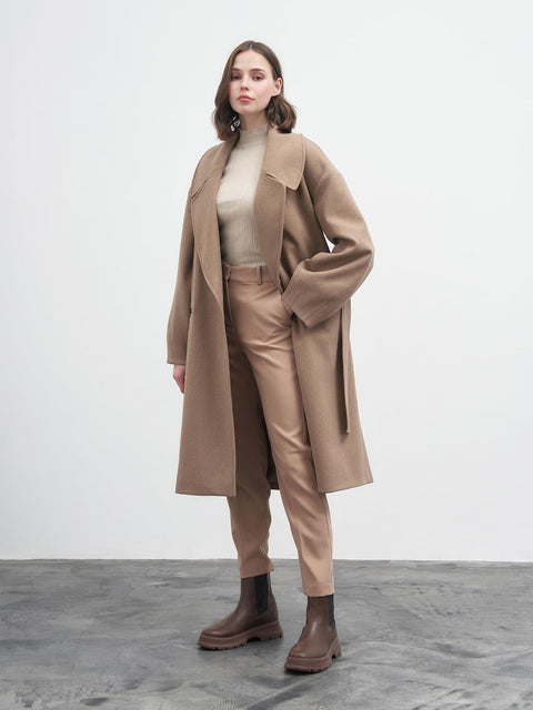 Pleated Coat in Brown
