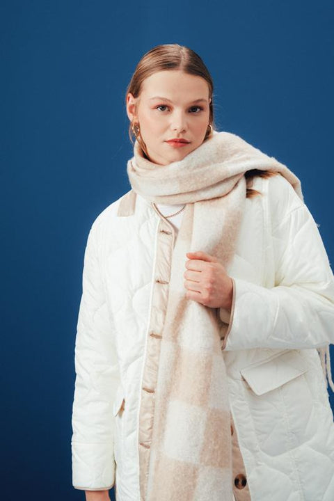 Contrast Quilted Jacket White
