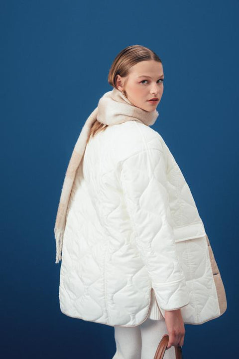 Contrast Quilted Jacket White