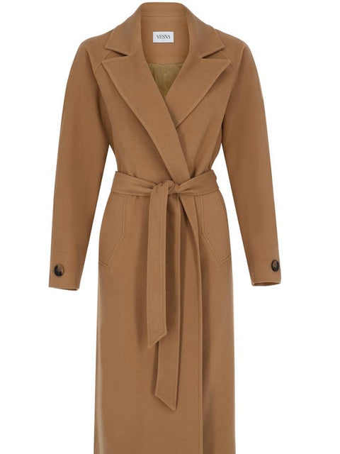 Belted Relaxed Fit Coat in Camel