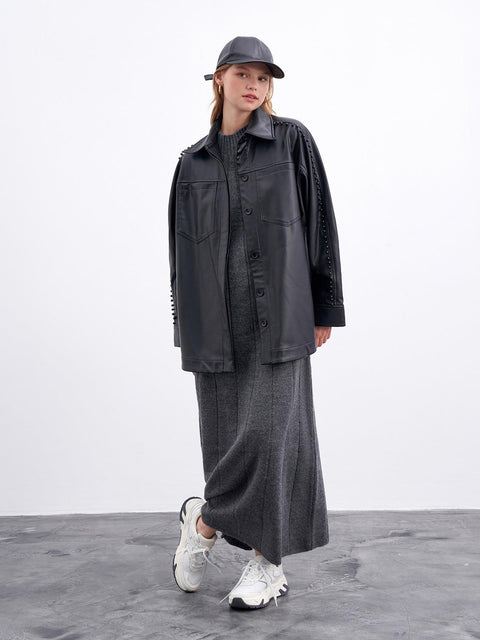 Vesna Knit Dress in Smoky Gray